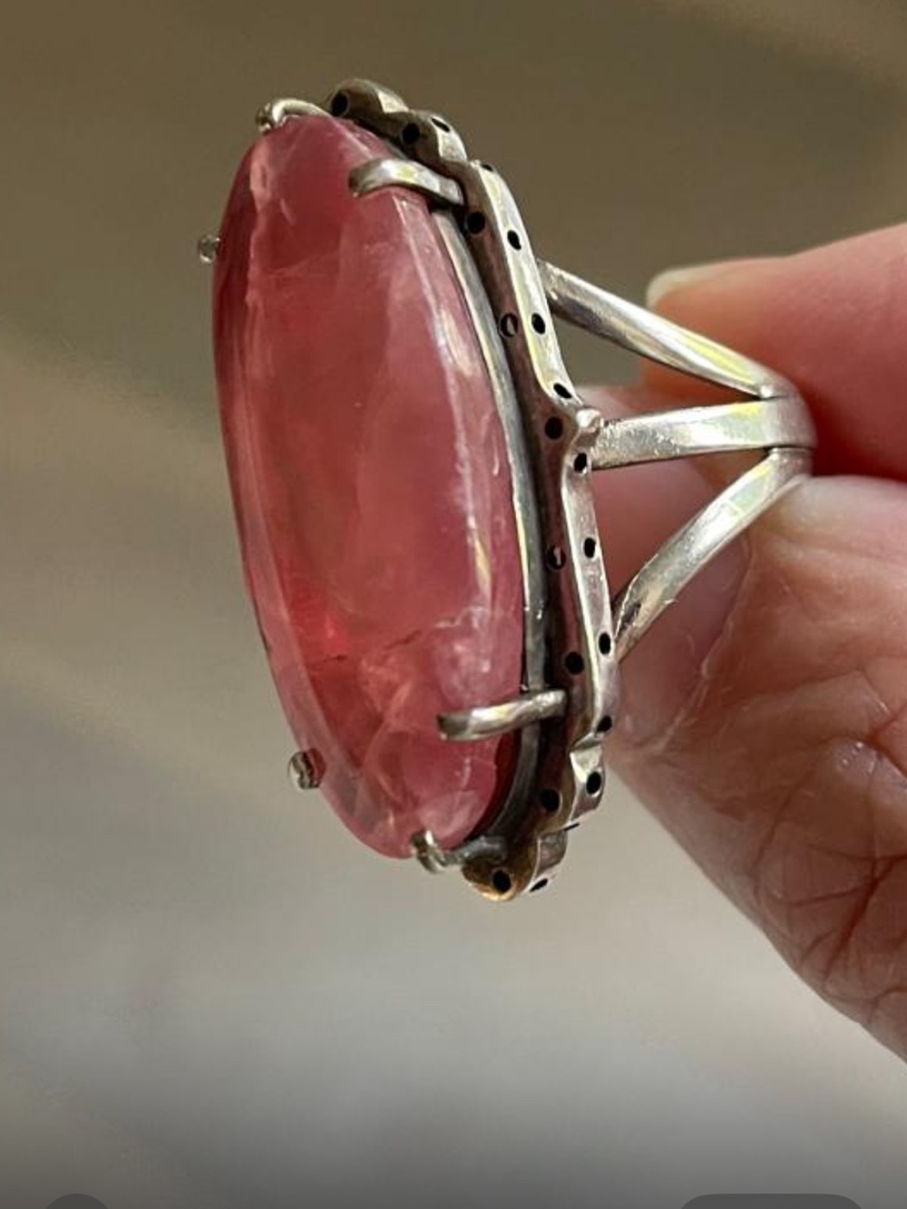 Sterling Silver Rhodochrosite vintage ring size 7
